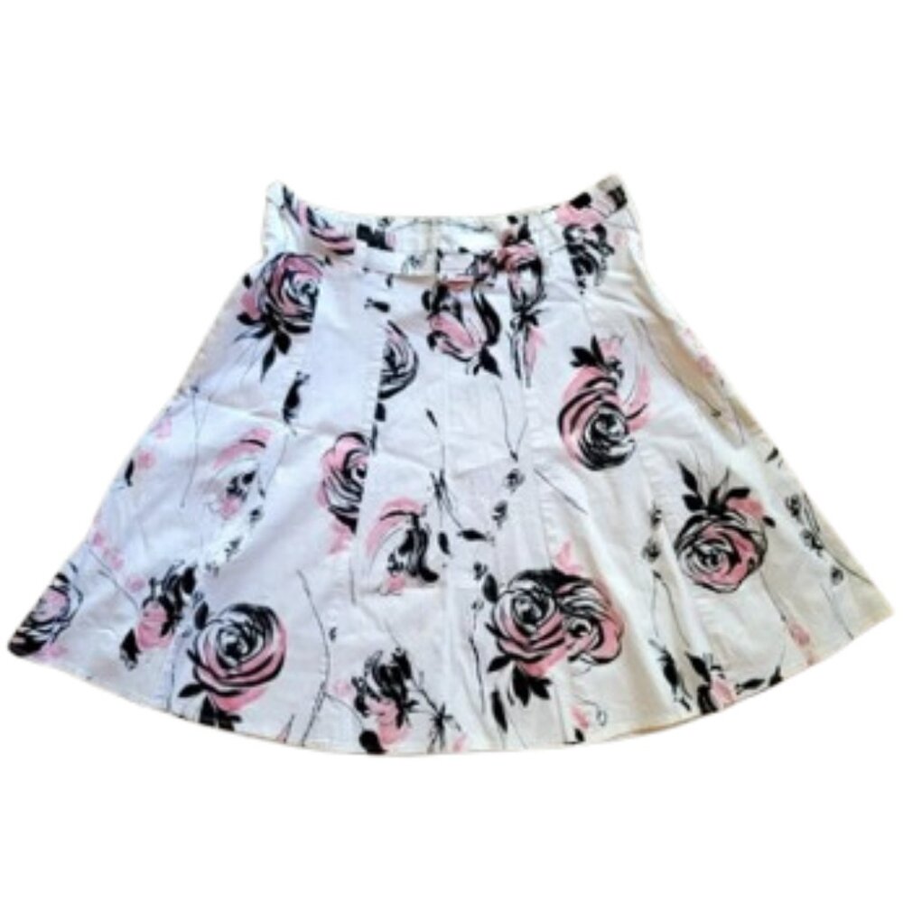 🌿Spring Street Watercolor Floral Skirt w/ Faux Belt & Side Zipper [9]🌿